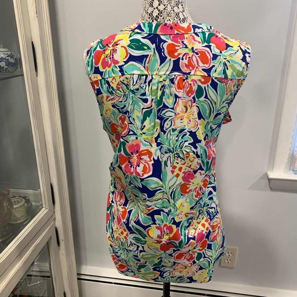 Palm Harbour Floral Sleeveless Blouse - Multicolor - Picture 3 of 11